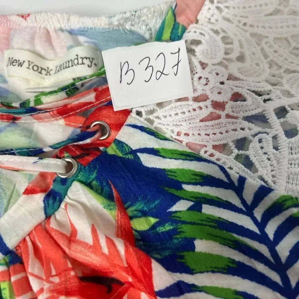 New York Laundry Blouse Floral Print Lace Size M